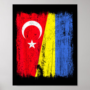 Poster Turquia Ucrânia Meia Bandeira Turco Ucraniano Patr