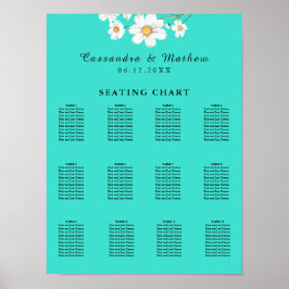 Poster Turquoise Daisy Floral Wedding 120 Gráfico
