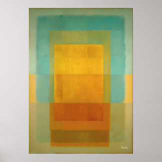 Poster Turquoise Gold Color Field Abstract Modern Art