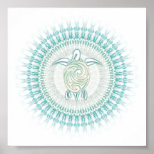 Turquoise Green Turtle Mandala Animal