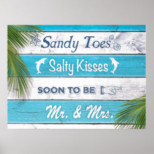 Pôster Turquoise Sandy Toes Salty Kisses Sr. e Sra. Poste