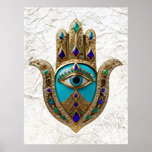 Poster Turquoise Third Eye Hamsa