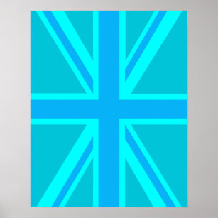 Poster Turquoise Union Jack British Flag Design
