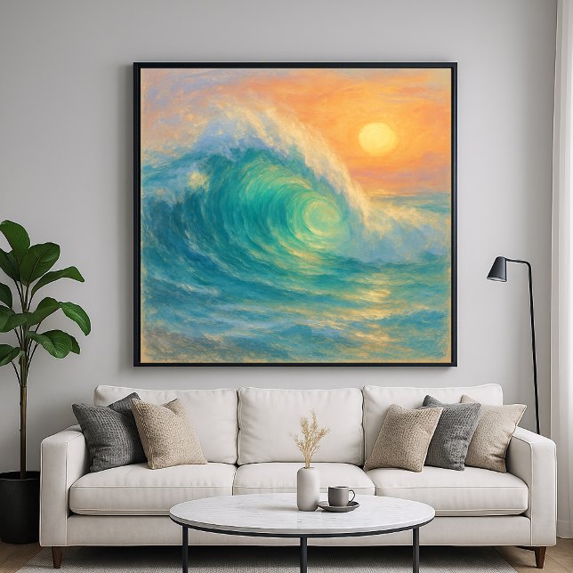 Poster Turquoise Wave - Pastel Painting Style Art (Criador carregado)