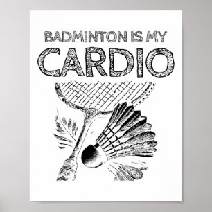 Poster Turtle Badminton Player Shuttle Racket