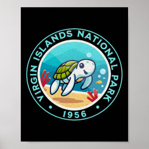 Poster Turtle Caminhando No Parque Nacional Das Ilhas Vir