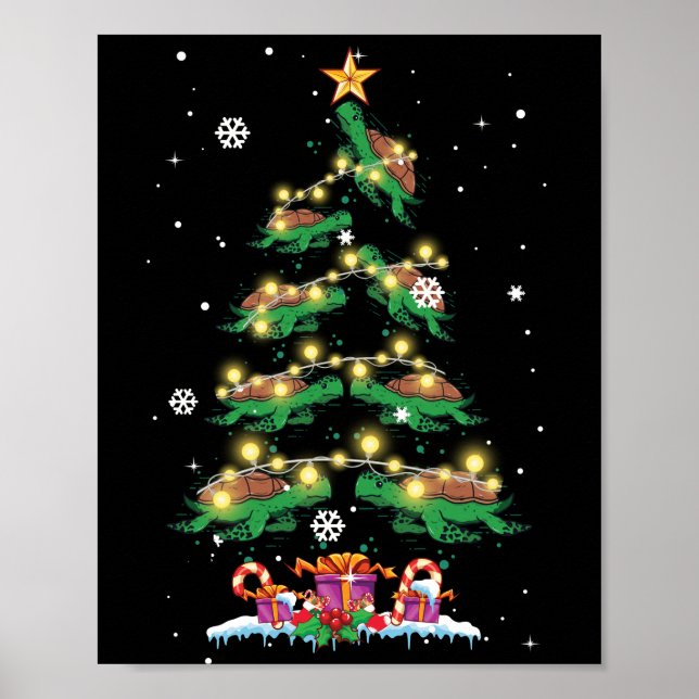 Poster Turtle Christmas Tree Sea Turtle Lover Xmas (Frente)