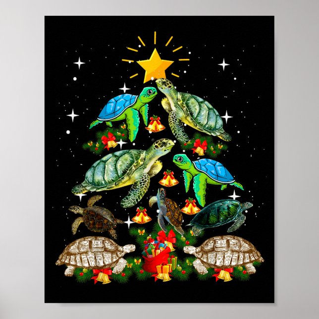 Poster Turtle Christmas Tree Shirt  (Frente)