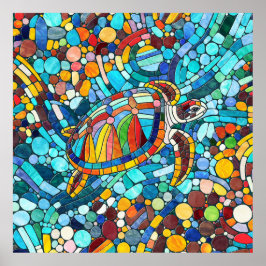 Poster Turtle Colorful mosaico art