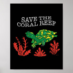 Poster Turtle Coral Salva O Meio Ambiente Do Recife De Co
