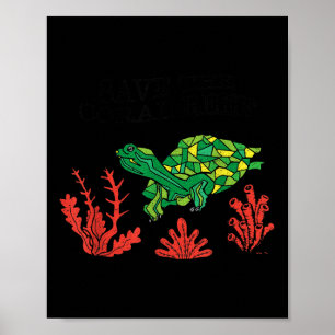 Poster Turtle Coral Salva O Meio Ambiente Do Recife De Co
