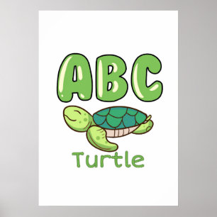 Poster Turtle Lover Alphabet ABC - Letra Turtle