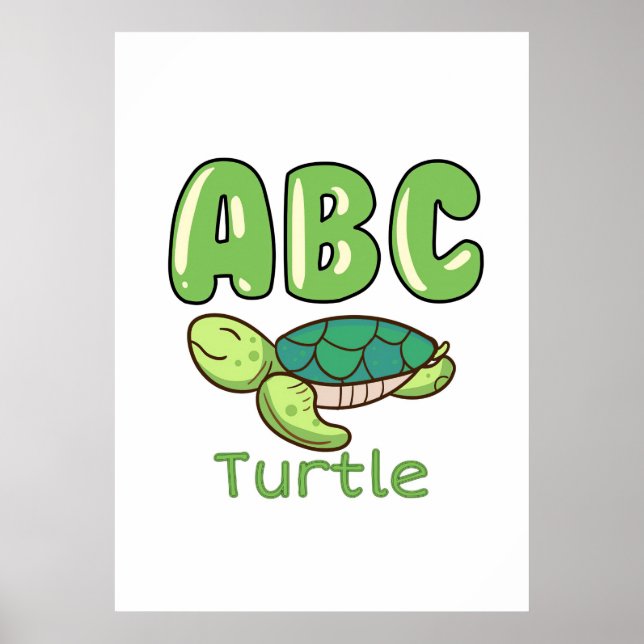 Poster Turtle Lover Alphabet ABC - Letra Turtle (Frente)