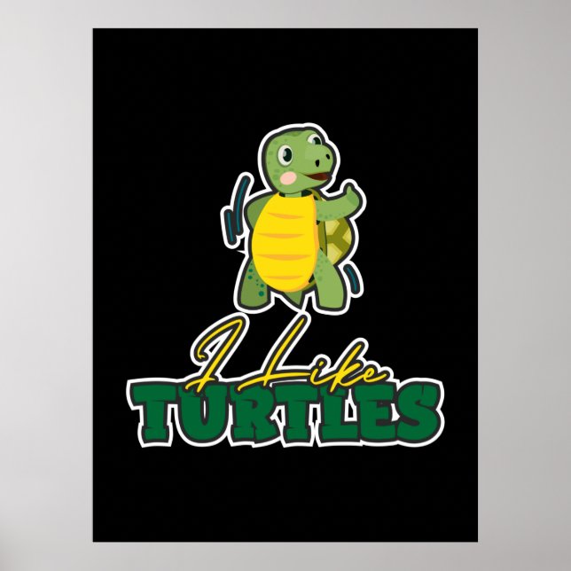 Poster Turtle Lover | Eu Gosto De Tartarugas (Frente)
