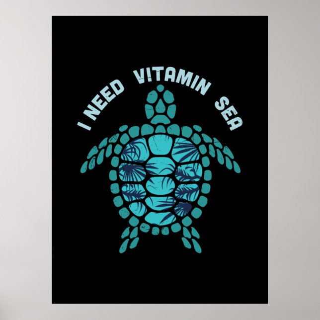Poster Turtle Lover | I Necessidade De Vitamina (Frente)