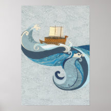 Turtle Ship Against Waves