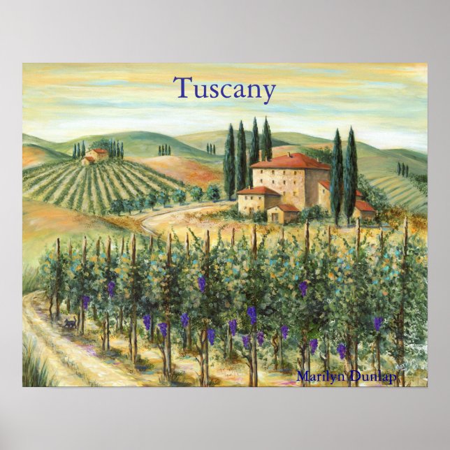 Poster Tuscan Vineyard e Villa (Frente)