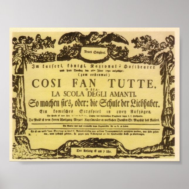 Poster Tutte de fã Così 1790 - Amadeus Mozart (Frente)