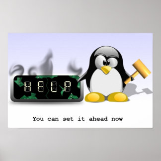 Pôster Tux Smash Clock-Anti-Daylight Saving Time