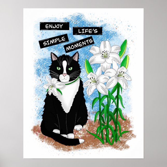 Poster Tuxedo Cat e Lily | Cotação Inspirativa (Frente)