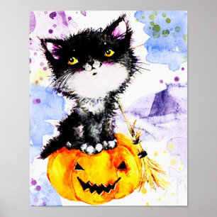 Poster Tuxedo kitten em abóbora
