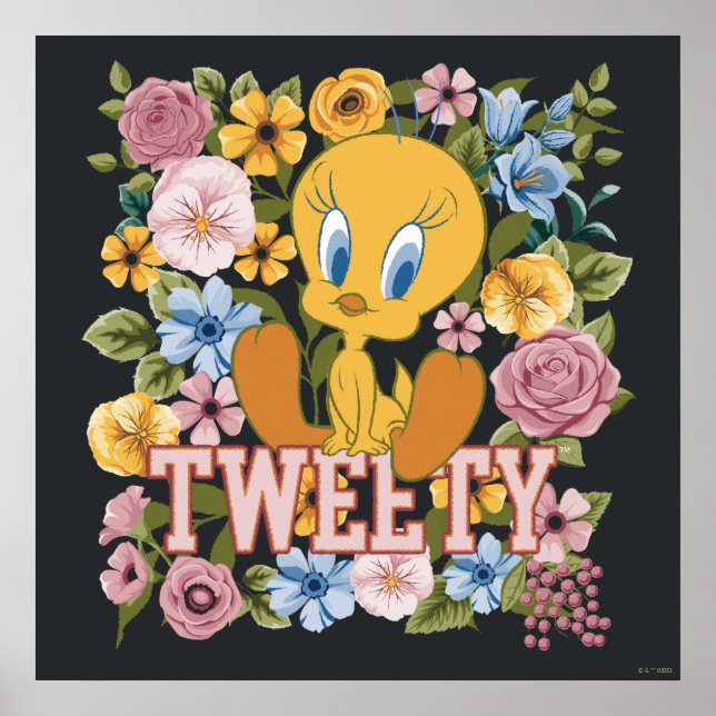 Poster TWEETY™ Gráfico de Bordado Floral (Frente)