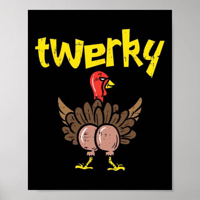 Poster Twerky Turkey - Diversão De Bumbum - Ação De Graça (Frente)