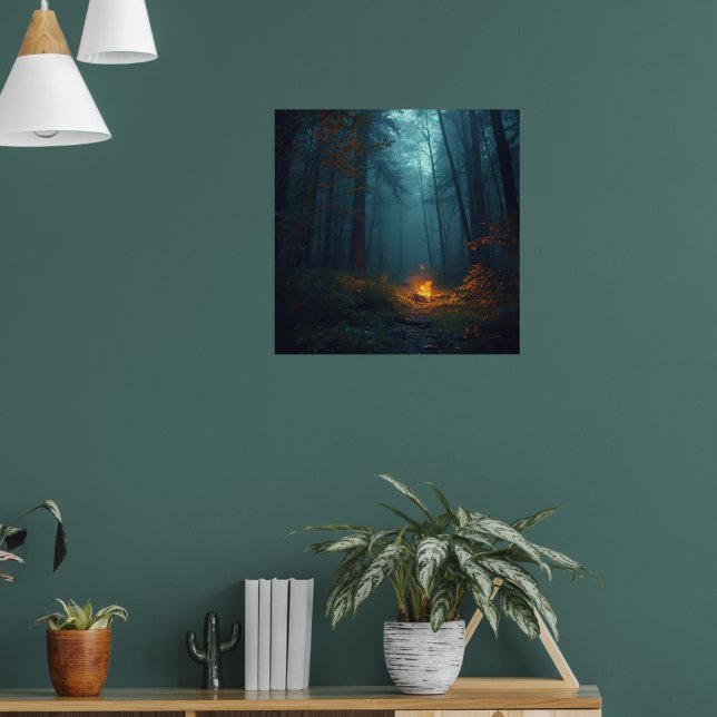 Poster Twilight Campfire – Mystical Forest Art Print (Sala de Estar 1)