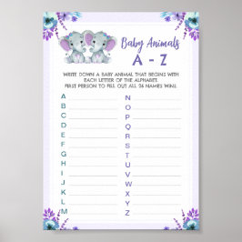 Poster Twin Baby Animal Game Chá Game 2 elefantes