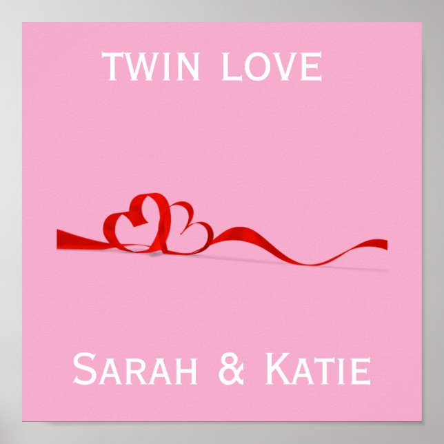 Poster Twin Love Nursery Personalizado (Frente)