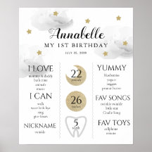 Twinkle Little Star 1st Birthday Milestone Gray