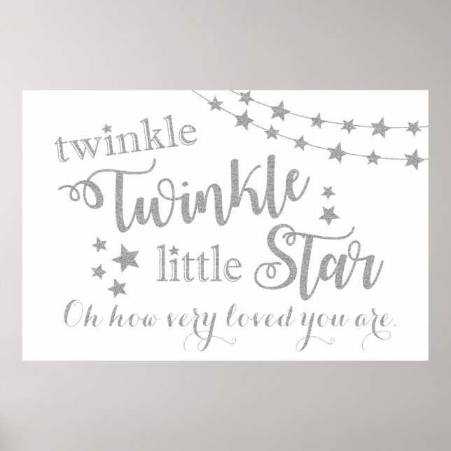 Poster Twinkle Twinkle Little Star Backdrop Silver Sign (Frente)