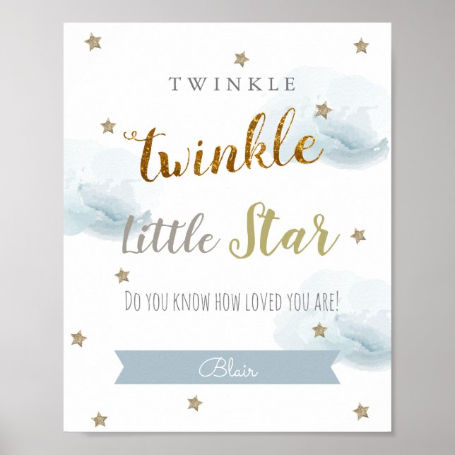 Poster Twinkle Twinkle Little Star Blue NurserArt (Frente)