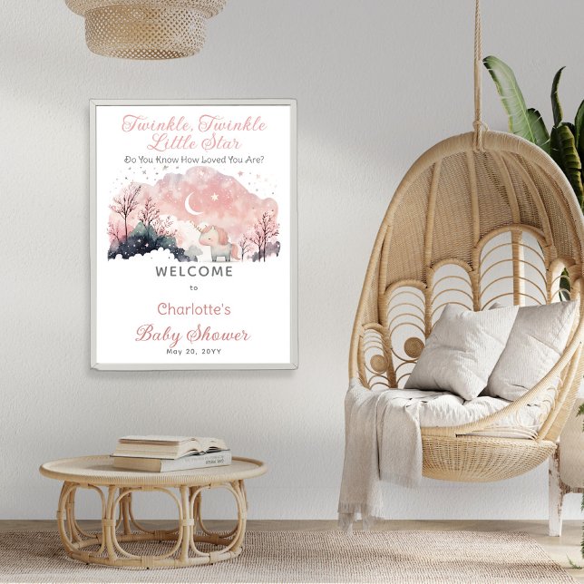 Poster Twinkle Twinkle Little Star Chá de fraldas Unicorn (Criador carregado)