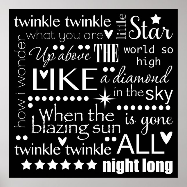 Poster Twinkle Twinkle Pequena Arte em Estrelas (Frente)