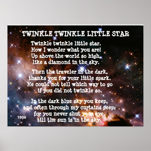 Poster TWINKLE TWINKLE PEQUENO poema STAR (Frente)