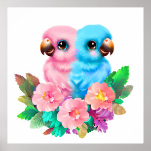 Poster Twins de Papagaio Bebês