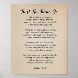 Poster Twist Ye Twine Ye Poem por Walter Scott Vintage