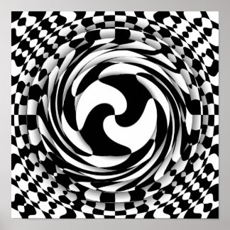 Poster Twisted Mente Black and White op art 12" x 16"