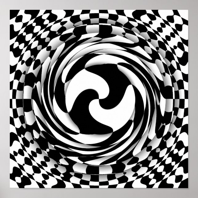 Poster Twisted Mente Black and White op art 12" x 16" (Frente)