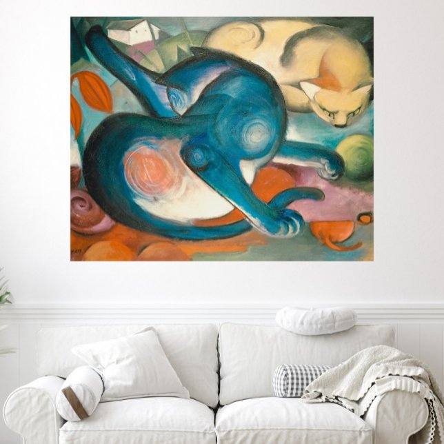 Poster Two Cats, Blue and Yellow (1912) by Franz Marc (Criador carregado)