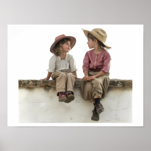 Poster Two Children Sitting on a Wall (Frente)