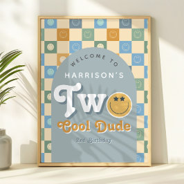 Pôster Two Cool Dude Boys 2nd Birthday Welcome Sign