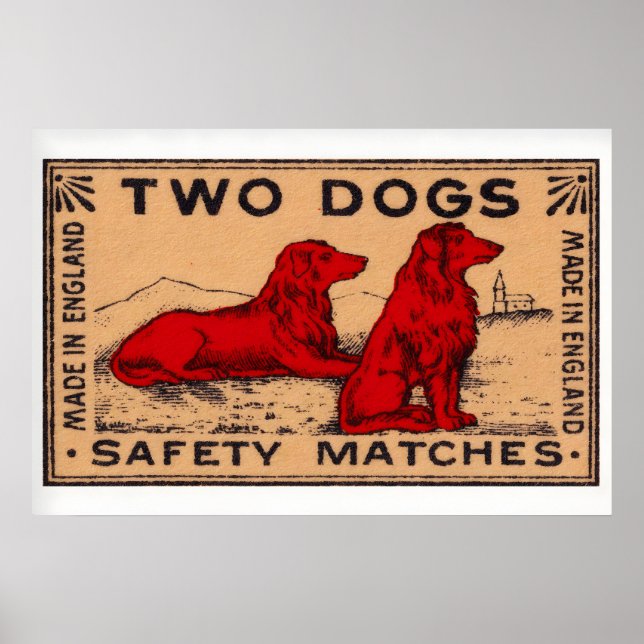 Poster Two Dogs - Matchbox Print - Sweden Wall Art (Frente)