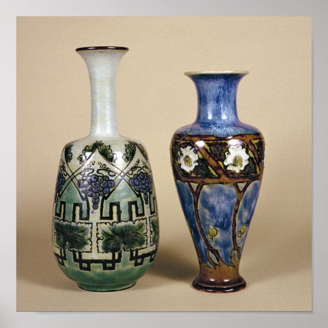 Pôster Two Doulton vases by Eliza Simmance, c.1880 (Frente)