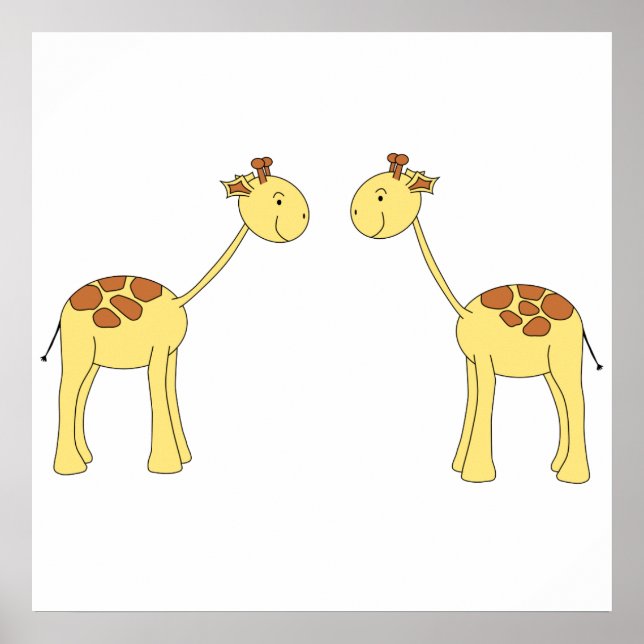 Poster Two Facing Giraffes. Cartoon (Frente)