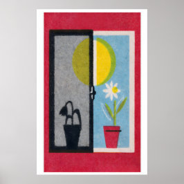 Poster Two Flowers Matchbox Print Vintage Eastern Europe