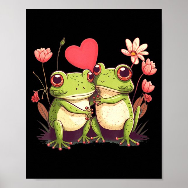 Poster Two Frogs Valentines Day Love On Couple Frog  (Frente)