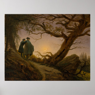 Poster Two Men Contemplating the Moon