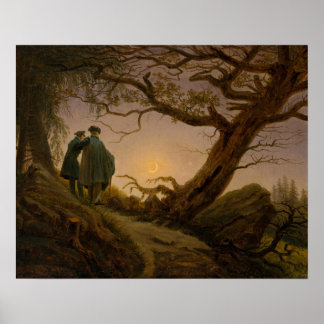 Poster Two Men Contemplating the Moon